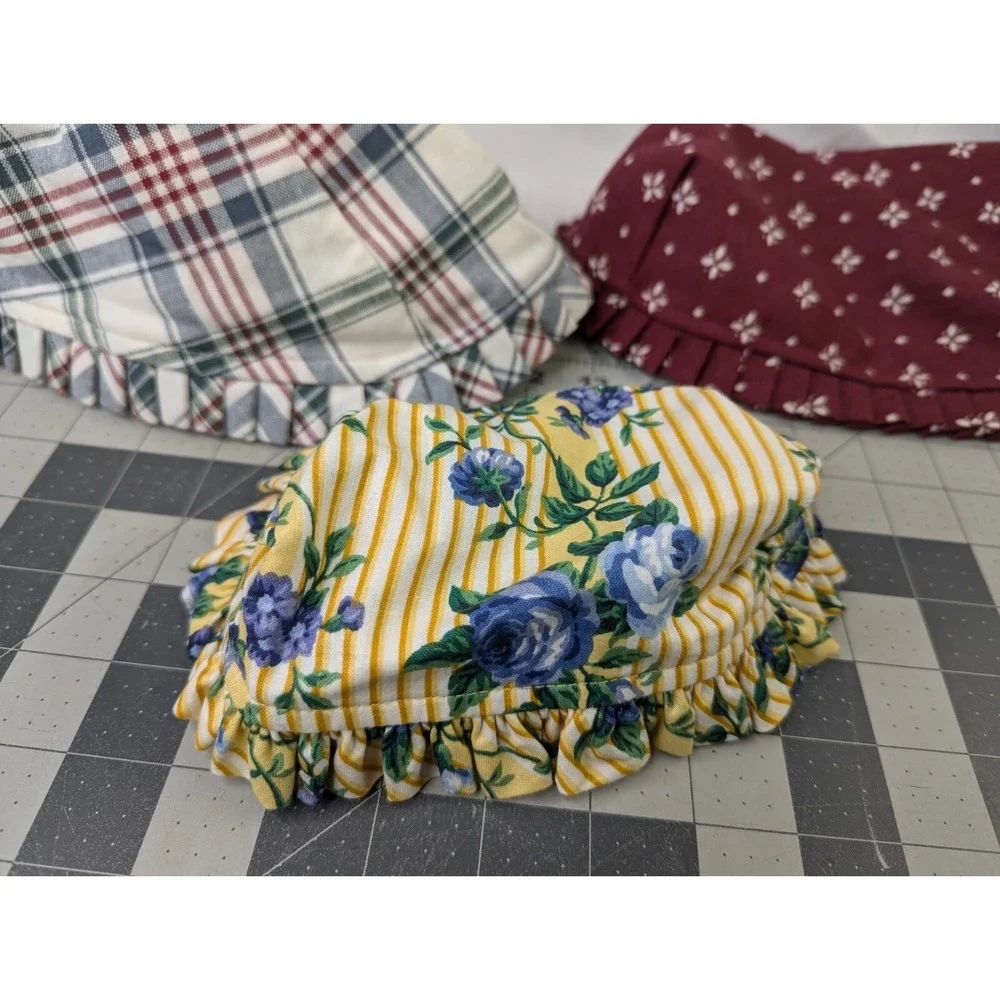 Longaberger‎ Fabric Basket Liner Lot of 3 Market Plaid Red Blue Flower Trellis